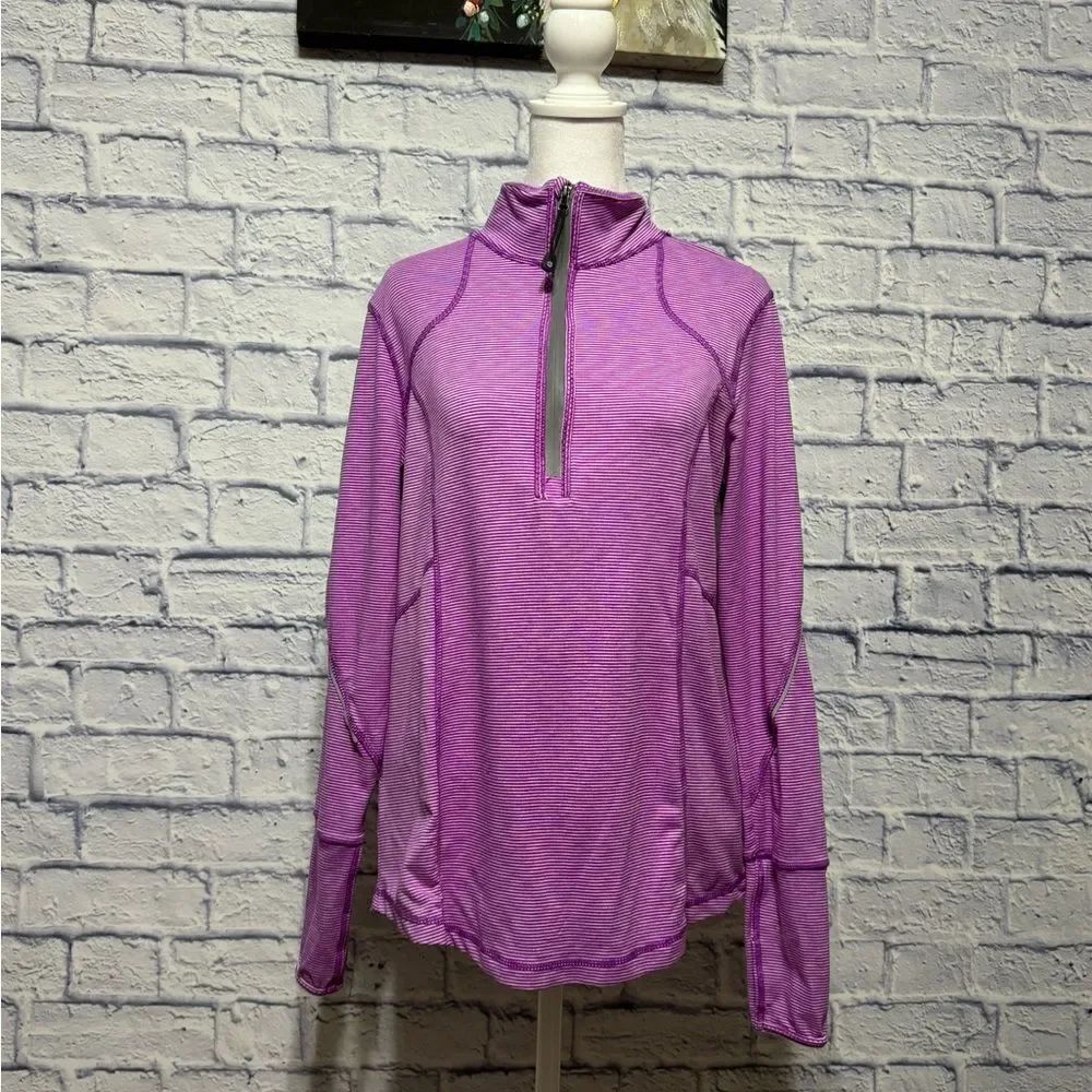 💜 Tangerine purple marled quarter zip with thumb holes and back pocket Size M